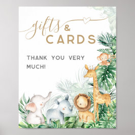 Safari Baby Animals Baby Duschgeschenk und Karte Poster