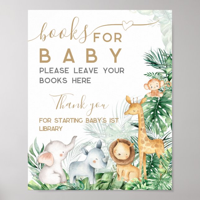 Safari Baby Animals Baby Showbücher Poster (Vorne)