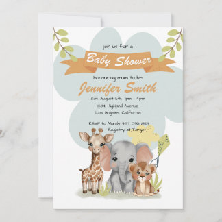 Safari Baby Animals Baby Showeinladung Einladung