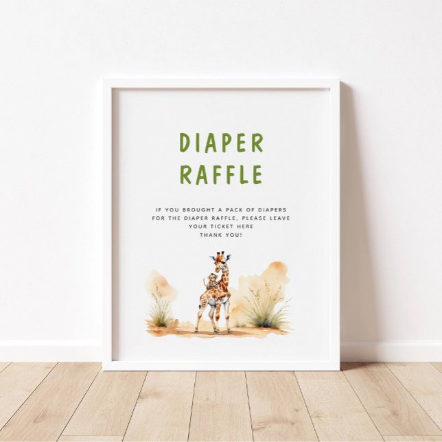 Safari Baby Animals Baby Shower Diaper Raffle Poster (Von Creator hochgeladen)