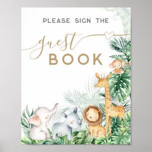 Safari Baby Animals Baby shower livre d'or