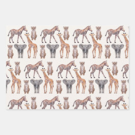 Safari Baby Animals Muster  Geschenkpapier Set