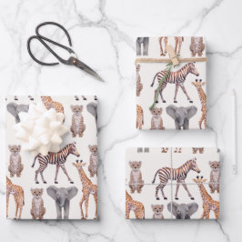 Safari Baby Animals Muster Geschenkpapier Set
