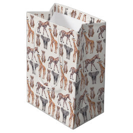 Safari Baby Animals Muster Mittlere Geschenktüte