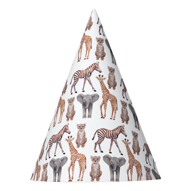 Safari Baby Animals Muster  Partyhütchen (Vorderseite)