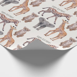 Safari Baby Animals Muster Personalisiert Geschenkpapier