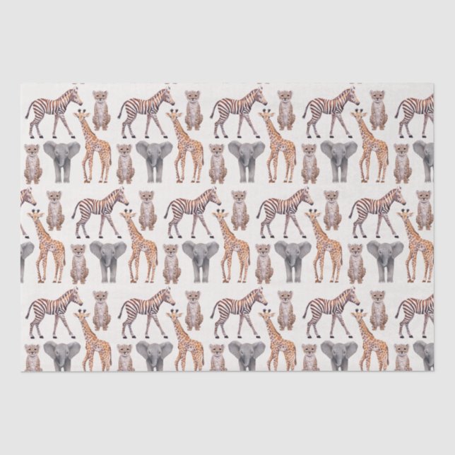 Safari Baby Animals Muster   Seidenpapier (Vorderseite)