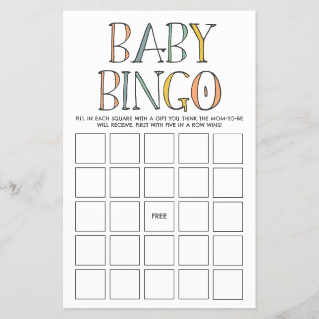 Safari Baby Bingo Game Flyer (Vorne)