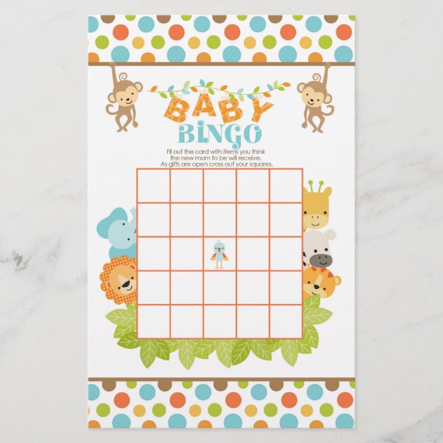 Safari Baby Bingo Spiel mit Tieren (Vorderseite)
