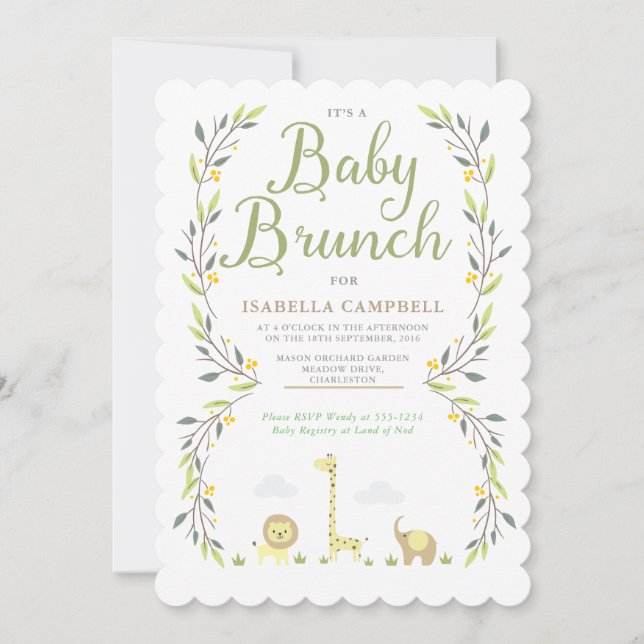 Safari Baby Brunch Invitation (Devant)