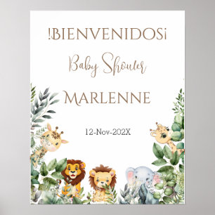 Safari Baby Dusche Begrüßungszeichen für Mädchen Poster