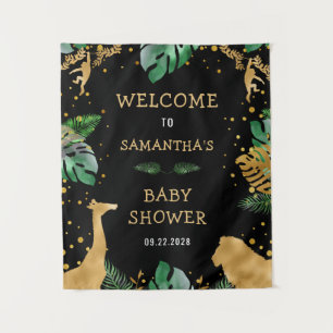 Safari Baby Dusche Black Gold Green Willkommen Wandteppich