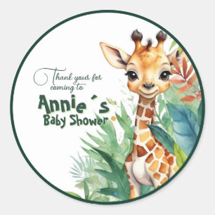 Safari Baby Dusche Dankbarkeit Green Runder Aufkleber