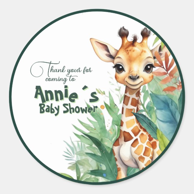 Safari Baby Dusche Dankbarkeit Green Runder Aufkleber (Vorderseite)
