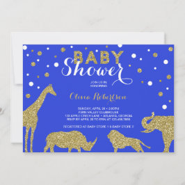 Safari Baby Dusche Einladung, Imitats Gold, Blau Einladung