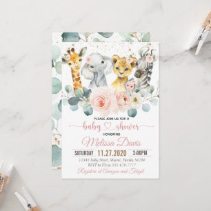 Safari Baby Dusche Invitation Girl, Young Wild Einladung