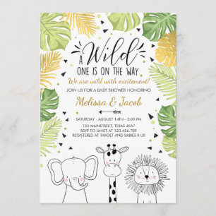 Safari Baby Dusche laden Zoo Wild Jungle Tiere ein Einladung
