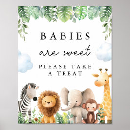 Safari Baby Dusche Leckerei Zeichen Poster