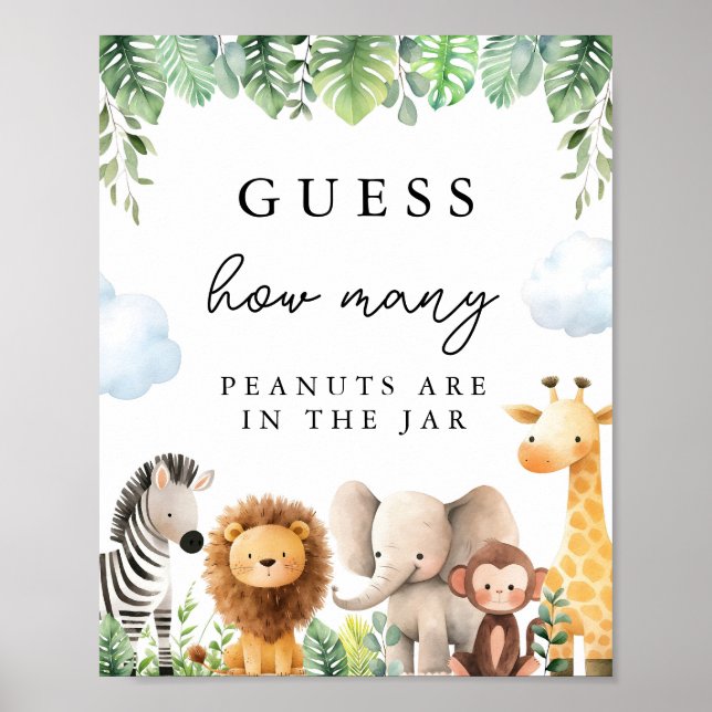 Safari Baby Dusche schätzt wie viele Poster (Vorne)