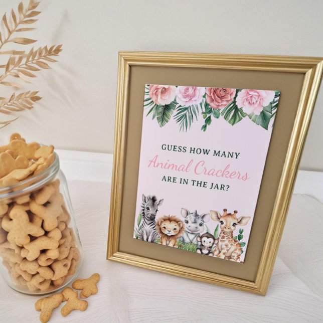 Safari Baby Dusche schätzt wie viele Spielzeichen (Safari Baby Shower Game Sign)