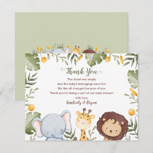 Safari Baby Dusche Vielen Dank Cards Jungle Animal Dankeskarte