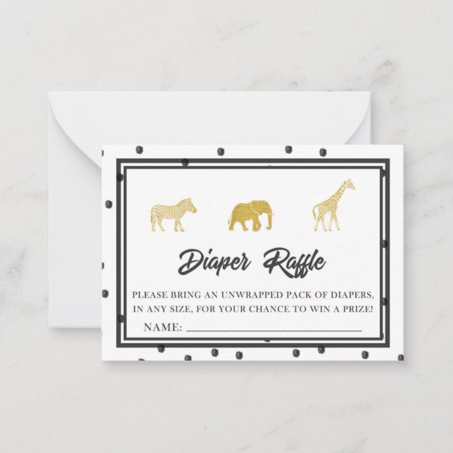 Safari Baby Duschkabine Game Diaper Raffle Ticket Mitteilungskarte (Vorderseite)