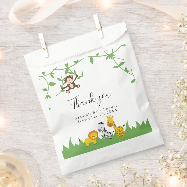 Safari Baby Duwer Niedliche Jungle Tiere neutral Geschenktütchen (Ausgeschnitten)