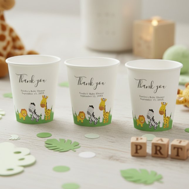 Safari Baby Duwer Niedliche Jungle Tiere neutral Pappbecher (Von Creator hochgeladen)