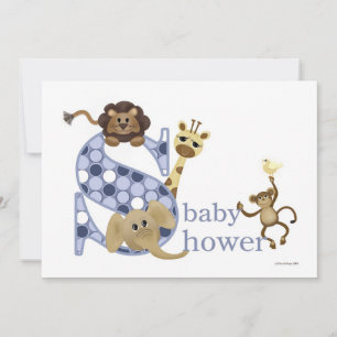 Safari Baby Einladung in Blue