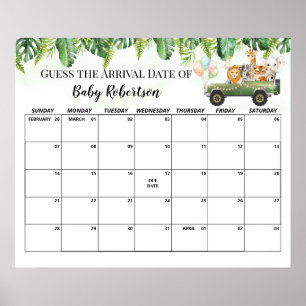 Safari-Baby-Party Dschungel-Geburtstermin-Kalender Poster
