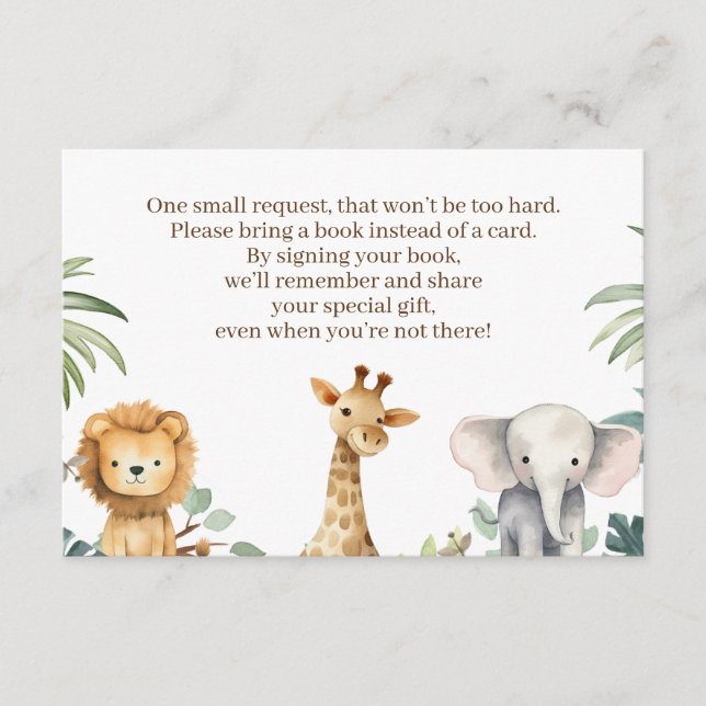 Safari Baby Showbuchkarte Begleitkarte (Vorderseite)