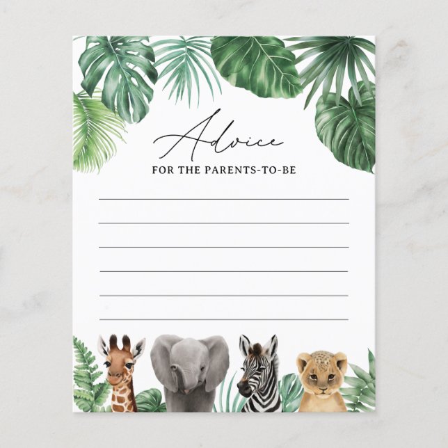Safari Baby Shower Advice Card (Vorderseite)