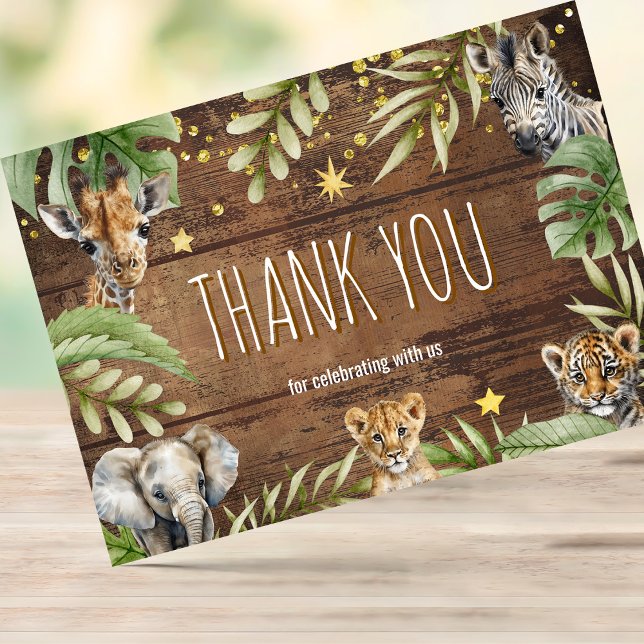 Safari Baby Shower Baby Animals Dankeskarte (Von Creator hochgeladen)
