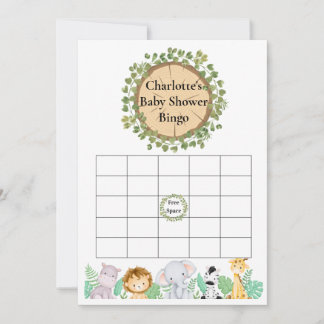 Safari Baby shower Bingo et carte course de nom