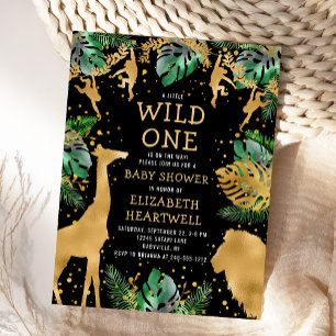 Safari Baby shower Black Gold Invitation