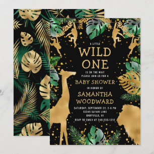 Safari Baby shower Black Gold Invitation