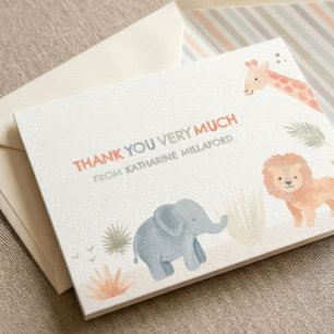 Safari-Baby-Shower-Dankeskarten mit wilden Tieren Dankeskarte