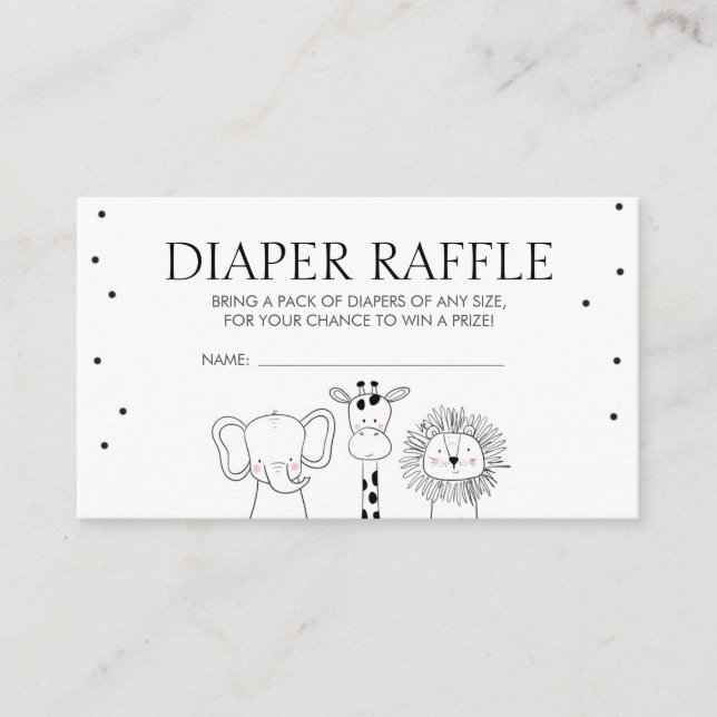 Safari Baby shower Déchets Carte Raffin Jungle Zoo (Devant)