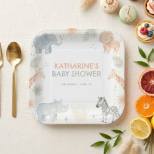 Safari-Baby-Shower-Dekoration Wild One Papierplatt Pappteller