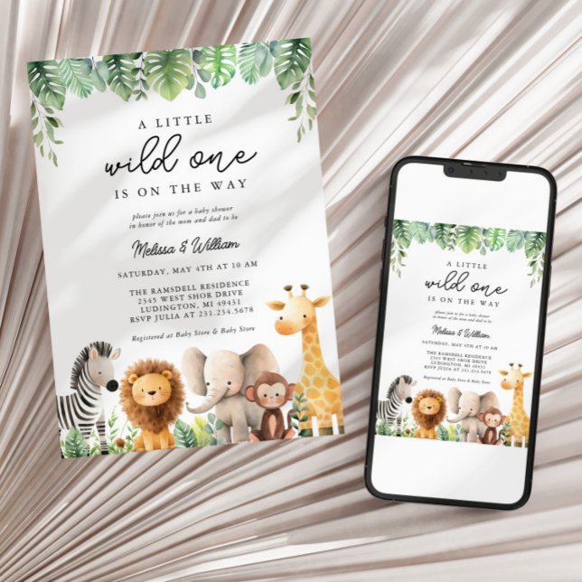 Safari Baby Shower Einladung (Wild One Safari Baby Shower Invitation)