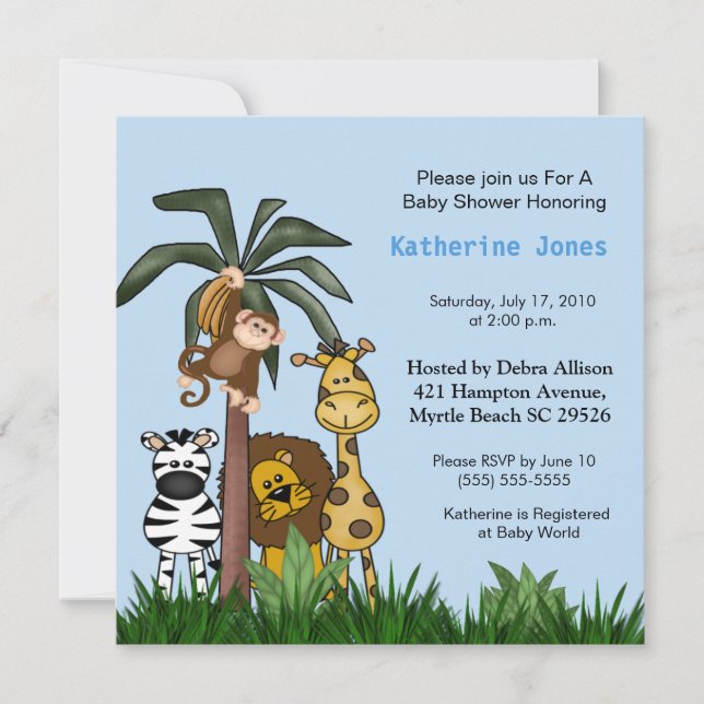 Safari Baby Shower Einladung (Vorderseite)