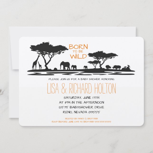 Safari Baby Shower Einladung (Vorderseite)