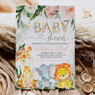Safari Baby Shower Einladung Mädchen Rosa Jung Wil
