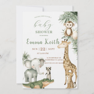 Safari-Baby-Shower-Einladung Wilde Tiere Dschung Einladung