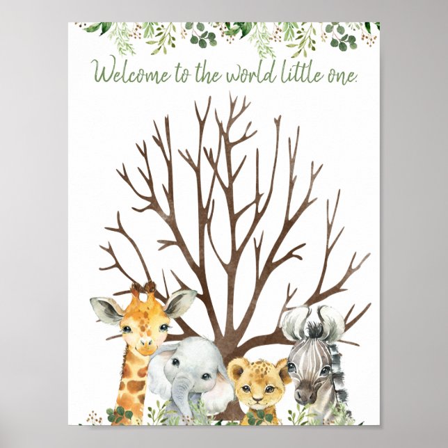 Safari Baby Shower Fingerprint Gästebuch (Vorne)