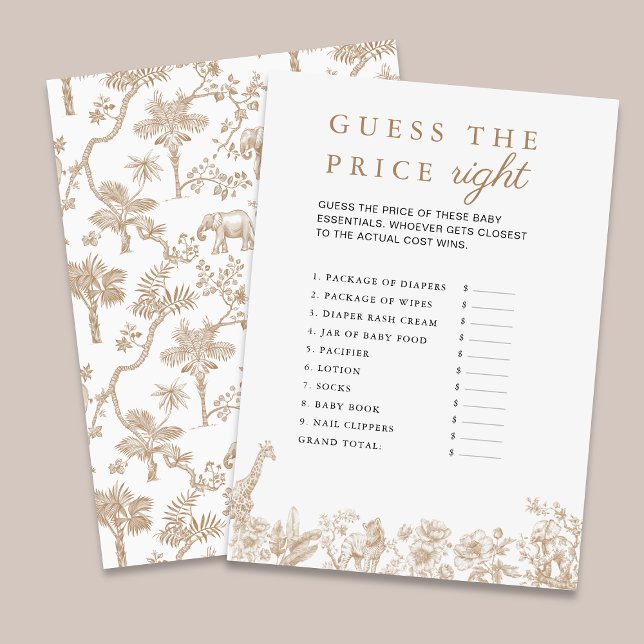 Safari Baby Shower Game Guess The Price Card Einladung (Safari Baby Shower Game Guess The Price Card)