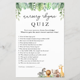 Safari Baby Shower Game Kinderzimmer Rhyme Quiz Fl Flyer