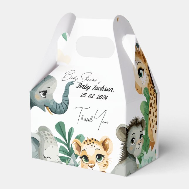 Safari Baby Shower Geschenkschachtel (Vorderseite)