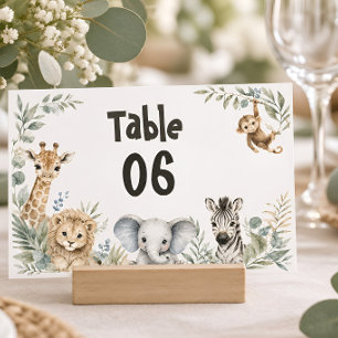 Safari-Baby-Shower Geschlechtsneutrale Safari-Tier Tischnummer