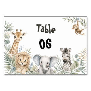 Safari-Baby-Shower Geschlechtsneutrale Safari-Tier Tischnummer